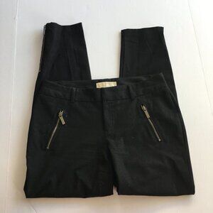 Michael Kors MK Womens Gold Zip Front Pockets Black‎ Ankle Zip Pants Size 4 Work